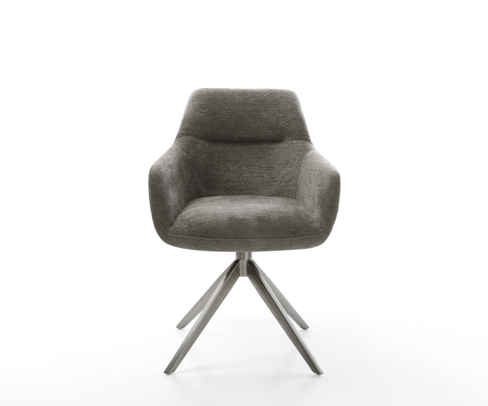 Jedálenská stolička Pejo-Flex bouclé mäkký tmavobéžová krížová podstava široká grafitová 360° otočná hojdacia funkcia vrecková pružina - Image 2