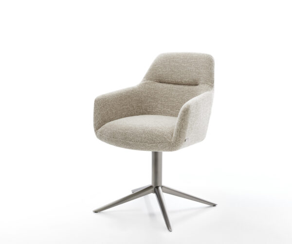 Jedálenská stolička Pejo-Flex tkanina mäkký béžová podstava grafitová 360° otočný hojdacia funkcia vrecková pružina