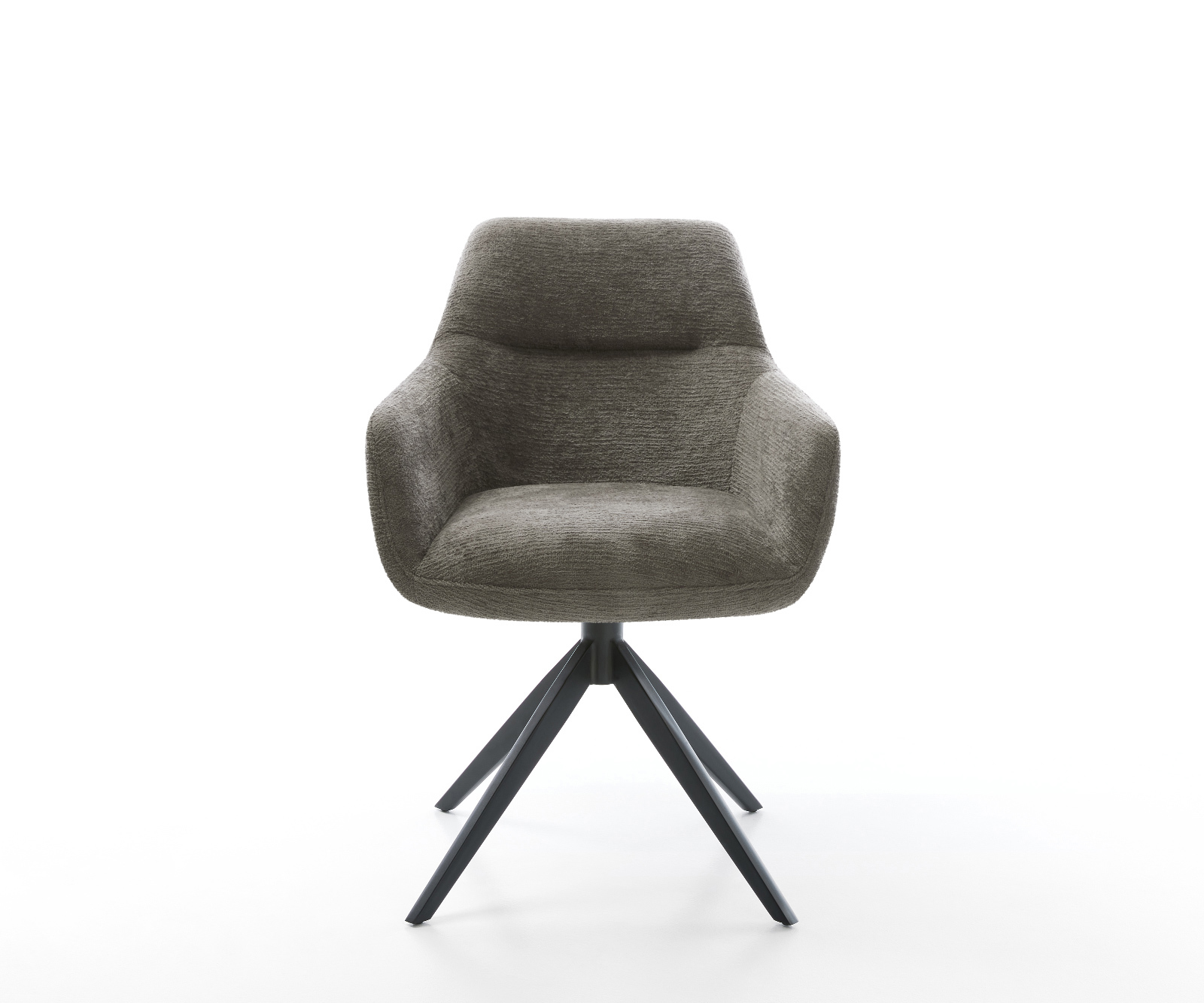 Jedálenská stolička Pejo-Flex bouclé mäkký tmavobéžová krížová podstava široká čierna 360° otočná hojdacia funkcia vrecková pružina - Image 2