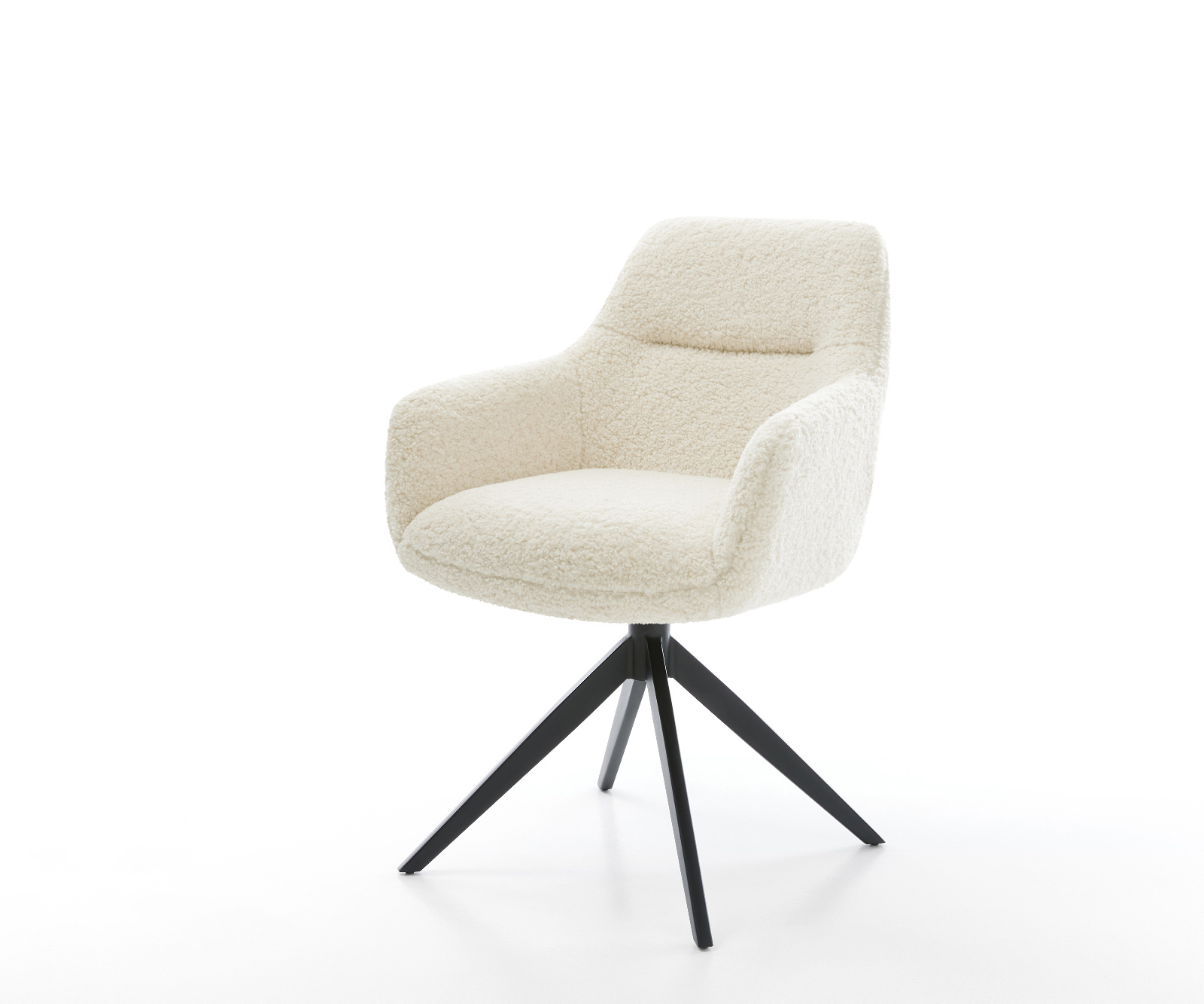 Jedálenská stolička Pejo-Flex teddy látka béžová krížová podstava široká čierna 360° otočný hojdacia funkcia vrecková pružina