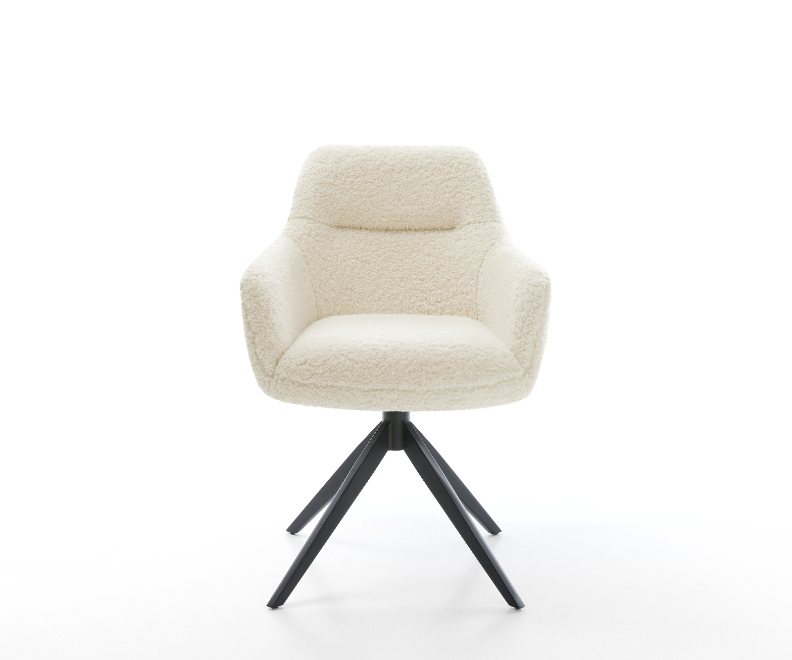 Jedálenská stolička Pejo-Flex teddy látka béžová krížová podstava široká čierna 360° otočný hojdacia funkcia vrecková pružina - Image 2