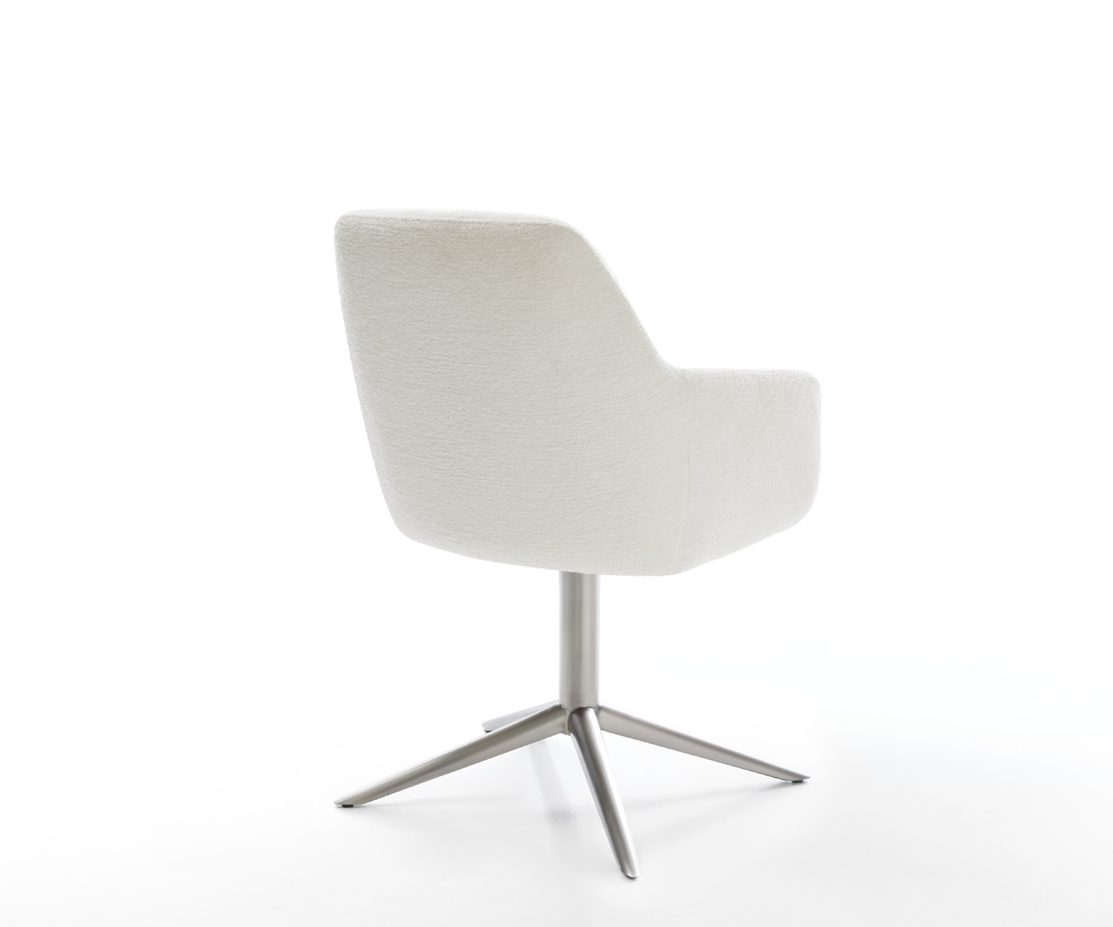 Jedálenská stolička Pejo-Flex bouclé mäkký béžová podstava nerezová oceľ 360° otočný hojdacia funkcia vrecková pružina - Image 5