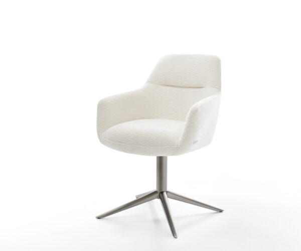 Jedálenská stolička Pejo-Flex bouclé mäkký béžová podstava grafitová 360° otočný hojdacia funkcia vrecková pružina