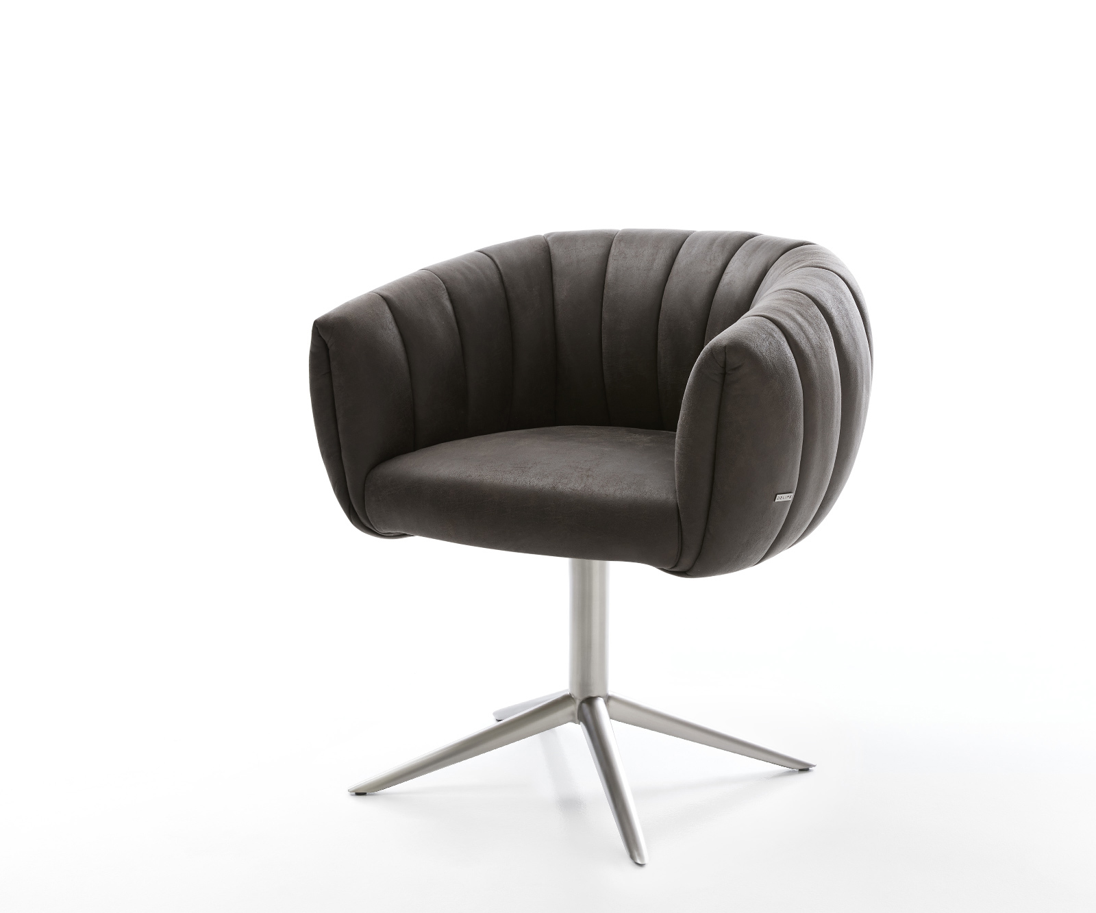 Jedálenská stolička Jada-Flex mikrovlákno antracitová vintage krížová podstava nerezová oceľ 360° otočný hojdacia funkcia vrecková pružina