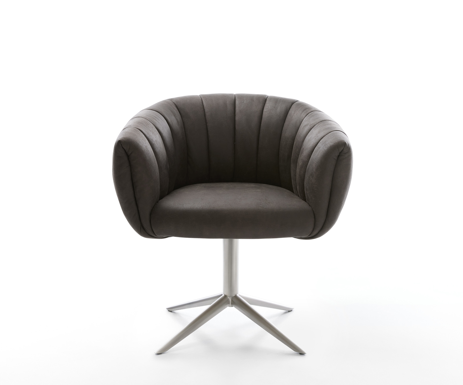 Jedálenská stolička Jada-Flex mikrovlákno antracitová vintage krížová podstava nerezová oceľ 360° otočný hojdacia funkcia vrecková pružina - Image 2