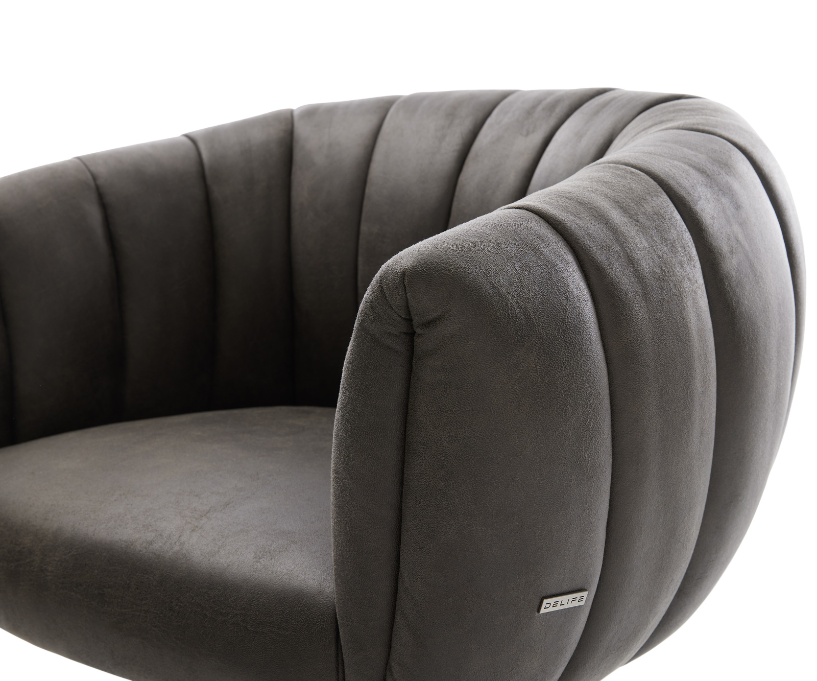 Jedálenská stolička Jada-Flex mikrovlákno antracitová vintage krížová podstava nerezová oceľ 360° otočný hojdacia funkcia vrecková pružina - Image 4