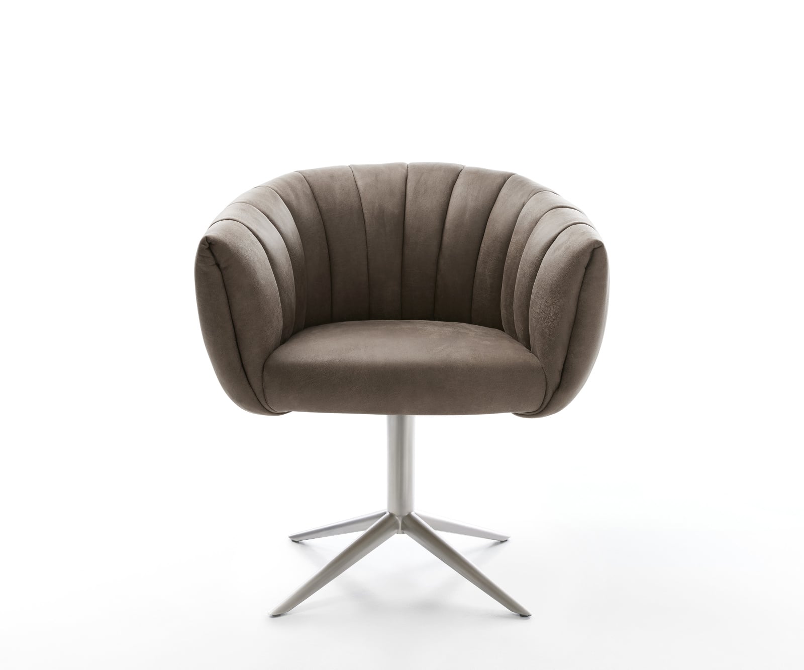 Jedálenská stolička Jada-Flex mikrovlákno taupe vintage krížová podstava nerezová oceľ 360° otočný hojdacia funkcia vrecková pružina - Image 2