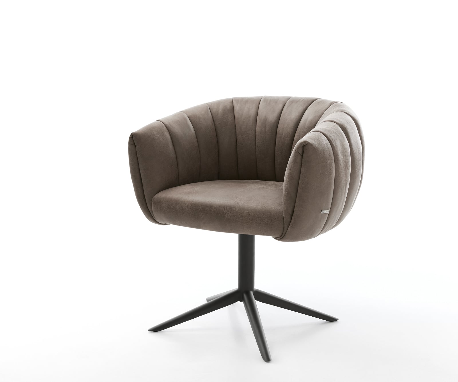 Jedálenská stolička Jada-Flex mikrovlákno taupe vintage krížová podstava čierna 360° otočný hojdacia funkcia vrecková pružina