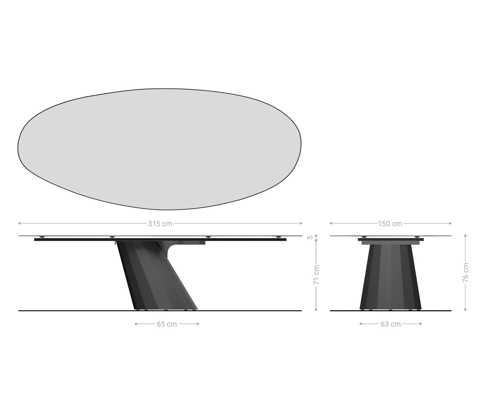 Jedálenský stôl Edge oválny 315×150 cm keramika emperador extra lucidato tmavohnedá parabolický metalická zlatá - Image 8