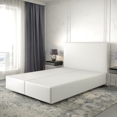 Boxspring Frame Dream-Well 140×200 cm Imitace kůže bílá
