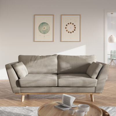 Dvoumístná sedačka Mena z mikrovlákna béžová 180×90 cm