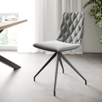 4dílná sada jídelních židlí Trado-Adesso Light Grey Velvet Cross Frame Conical