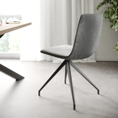 4dílná sada jídelních židlí Trado-Adesso Light Grey Velvet Cross Frame Conical